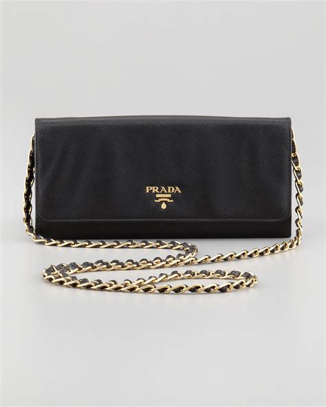 prada saffiano wallet on a chain|Prada saffiano zipper wallet.